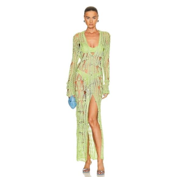 SER.O.YA Allison Crochet Cardigan in Lime - Picture 2 of 14